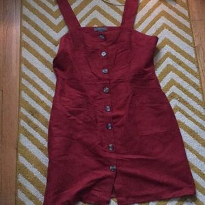 Red button up dress